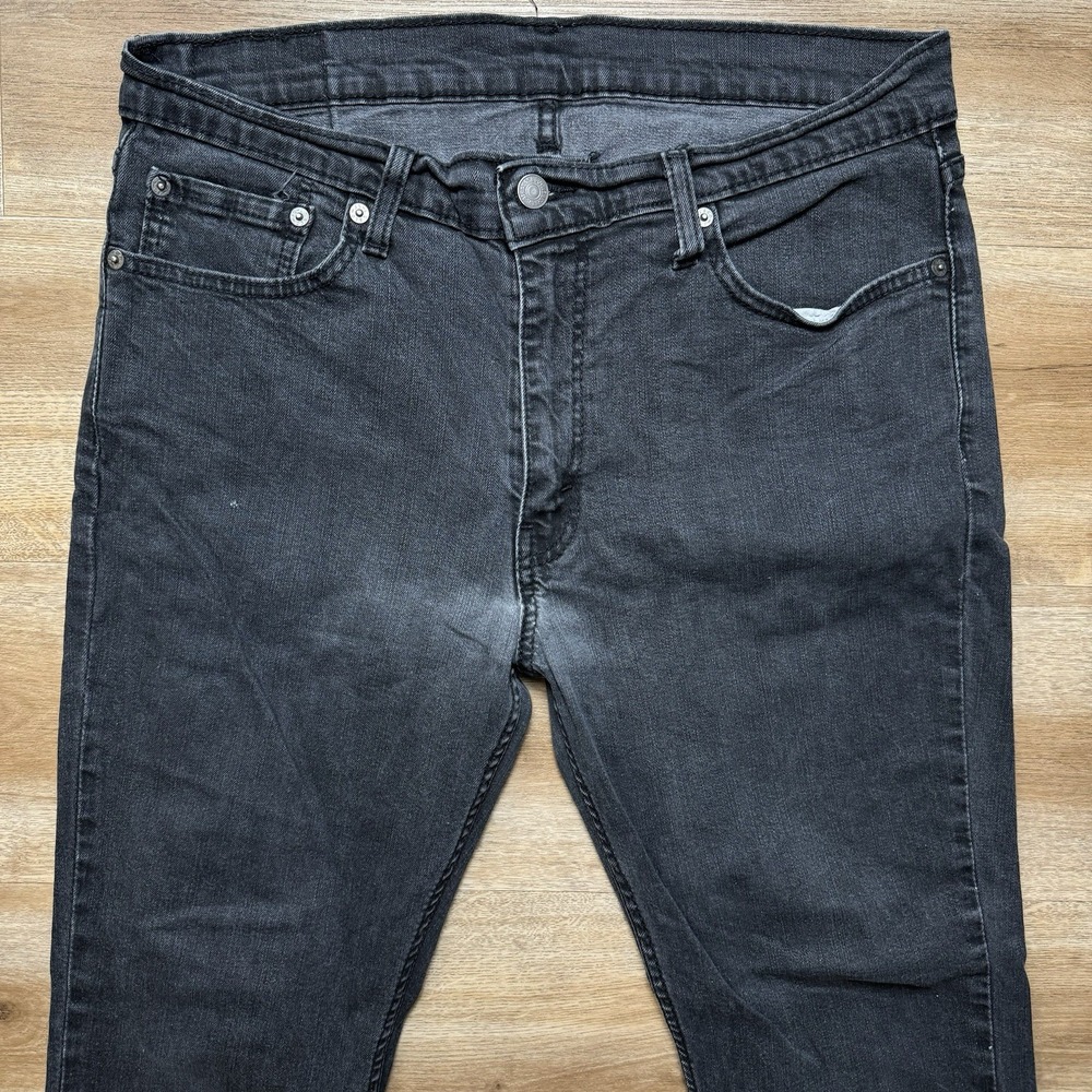 Levis‎ Jeans Men 36x30 Black Slim Straight Leg Washout Grunge Skater Fits 34x29